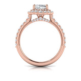 Cathedral Arch Double Halo Cushion Engagement Ring