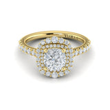 Cathedral Arch Double Halo Cushion Engagement Ring