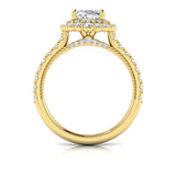 Cathedral Arch Double Halo Cushion Engagement Ring