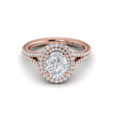 Delicate Double Halo Engagement Ring with Split Shank