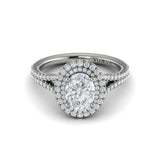 Delicate Double Halo Engagement Ring with Split Shank
