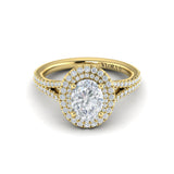 Delicate Double Halo Engagement Ring with Split Shank