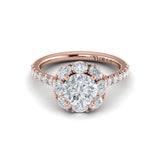 Unique Oval Halo Round Engagement Ring