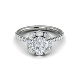 Unique Oval Halo Round Engagement Ring