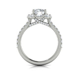 Unique Oval Halo Round Engagement Ring