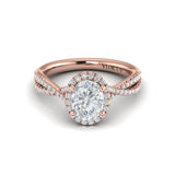 Entwined Oval Halo Engagement Ring