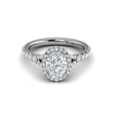 Timeless Halo Split Shank Oval Engagement Ring