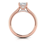 Modern Vintage Solitaire Engagement Ring with Hidden Halo