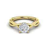 Entwined Solitaire Engagement Ring with Hidden Halo