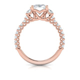 Interwoven Emerald Cut Three Stone Engagement Ring