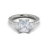 Interwoven Emerald Cut Three Stone Engagement Ring