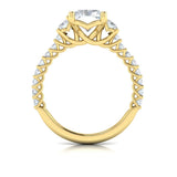 Interwoven Emerald Cut Three Stone Engagement Ring
