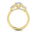 Crescendo Three Stone Engagement Ring with Diamond Band