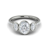 Trio Oval Bezel Engagement Ring