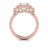 Trio Emerald Cut Halo Engagement Ring