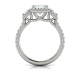 Trio Emerald Cut Halo Engagement Ring
