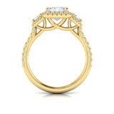 Trio Emerald Cut Halo Engagement Ring