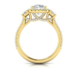 Trio Round Halo Engagement Ring
