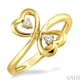 Twin Heart Shape 2 Stone Diamond Fashion Ring