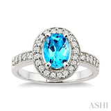 Oval Shape Gemstone & Diamond Ring