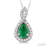 Pear Shape Gemstone & Diamond Pendant