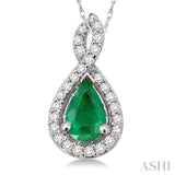 Pear Shape Gemstone & Diamond Pendant