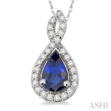 Pear Shape Gemstone & Diamond Pendant