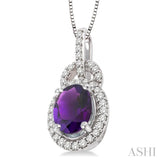 Oval Shape Gemstone & Diamond Pendant