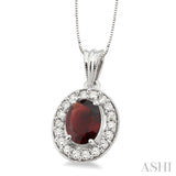 Oval Shape Gemstone & Diamond Pendant