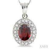 Oval Shape Gemstone & Diamond Pendant