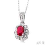 Oval Shape Gemstone & Diamond Pendant