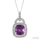 Silver Gemstone & Diamond Pendant