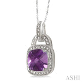 Silver Gemstone & Diamond Pendant