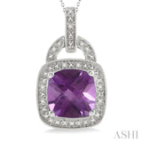 Silver Gemstone & Diamond Pendant