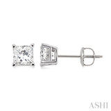 3/4 Ctw Princess Cut Diamond Stud Earrings in 14K White Gold