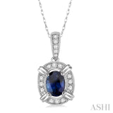 Oval Shape Gemstone & Diamond Pendant