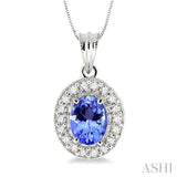 Oval Shape Gemstone & Diamond Pendant