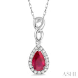 Pear Shape Gemstone & Diamond Pendant