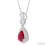 Pear Shape Gemstone & Diamond Pendant