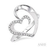 Silver Heart Shape Diamond Fashion Ring