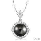 Black Pearl & Diamond Pendant