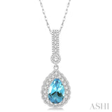 Pear Shape Gemstone & Diamond Pendant