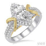 Marquise Shape Semi-Mount Diamond Engagement Ring