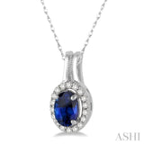 Oval Shape Gemstone & Diamond Pendant