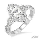 Marquise Shape Semi-Mount Diamond Engagement Ring