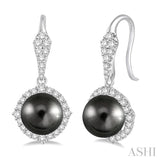 Black Pearl & Diamond Earrings