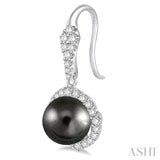 Black Pearl & Diamond Earrings