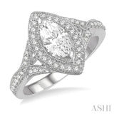 Marquise Shape Semi-Mount Diamond Engagement Ring