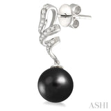 Black Pearl & Diamond Fashion Earrings