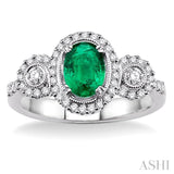 Oval Shape Gemstone & Diamond Ring